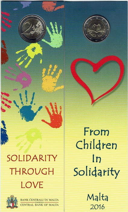 (afbeelding voor) 2 Euromunt Malta 2016 coincard -LOVE - met muntteken 2016